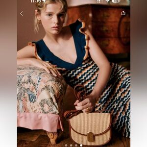 Sezane Simona Dress Navy Ochre - Size S